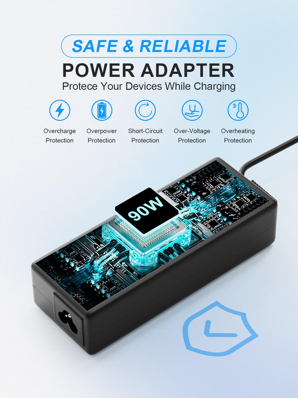 LED ring on the DC connector helps locate power in dim environments.