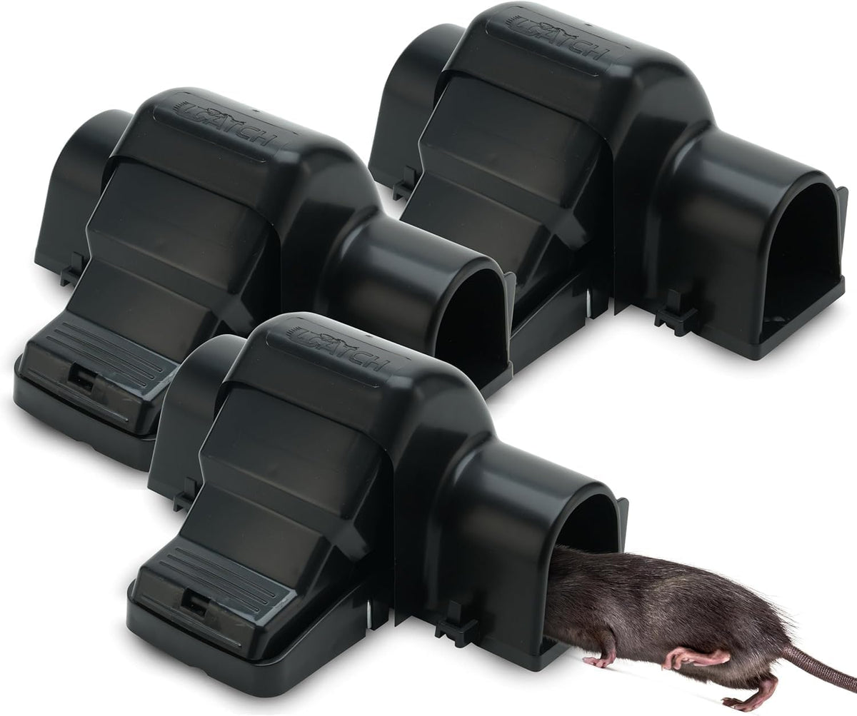 UCatch 3-pack rat traps with dual-entry design for versatile control.