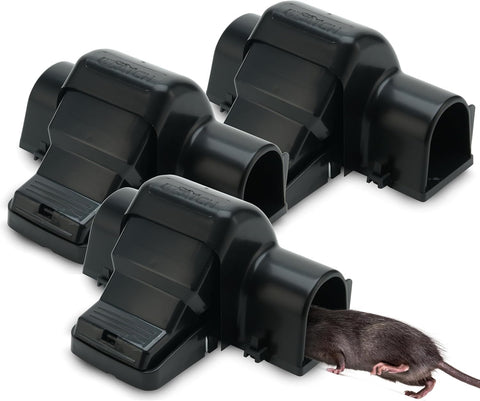 UCatch 3-pack rat traps with dual-entry design for versatile control.
