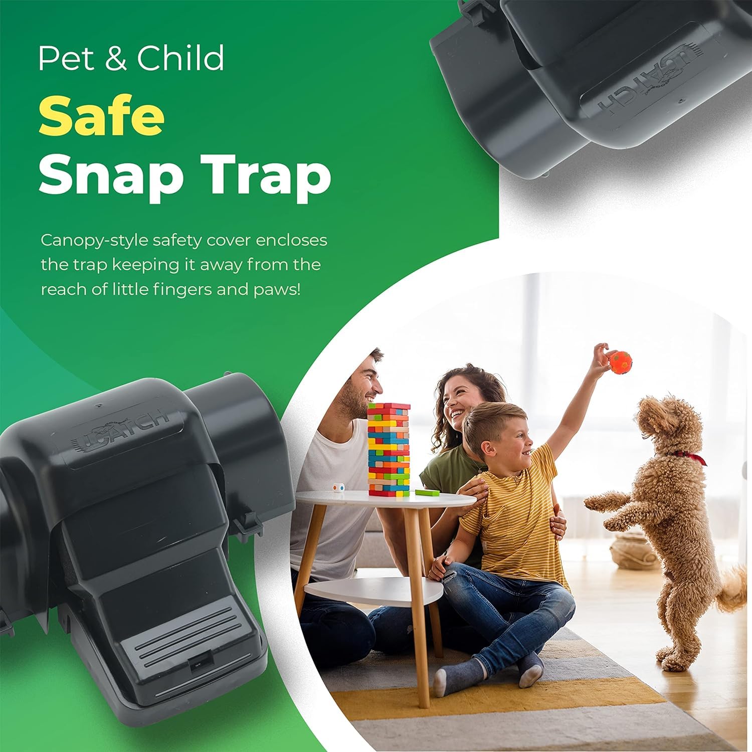 UCatch indoor-use rat trap positioned along walls for discreet control.