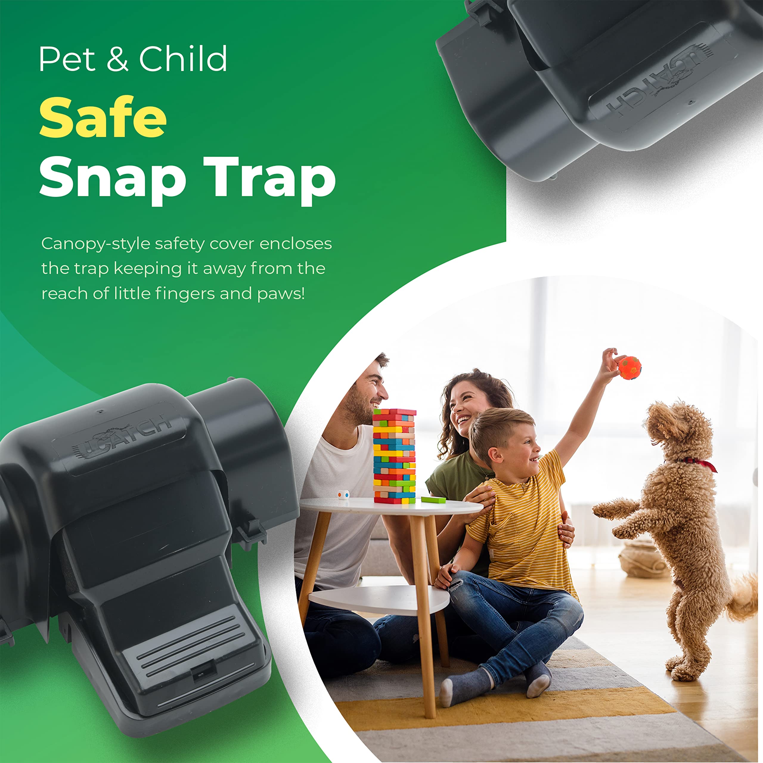 UCatch rat trap showing hands-free operation for safer handling