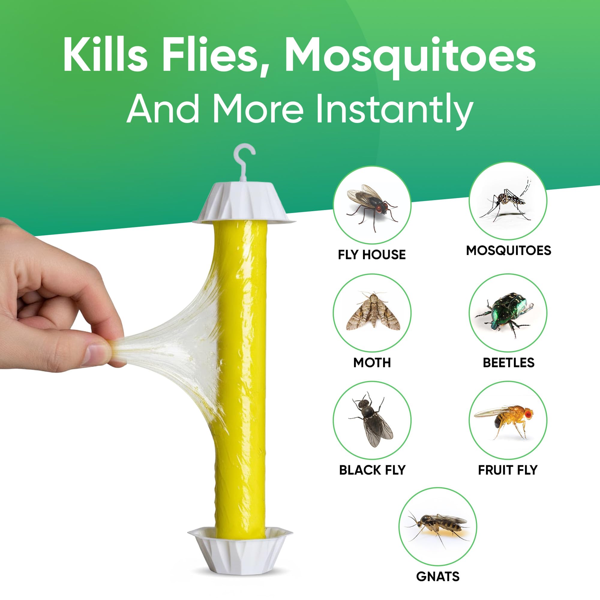Close-up of UCatch adhesive surface attracting gnats and flies.