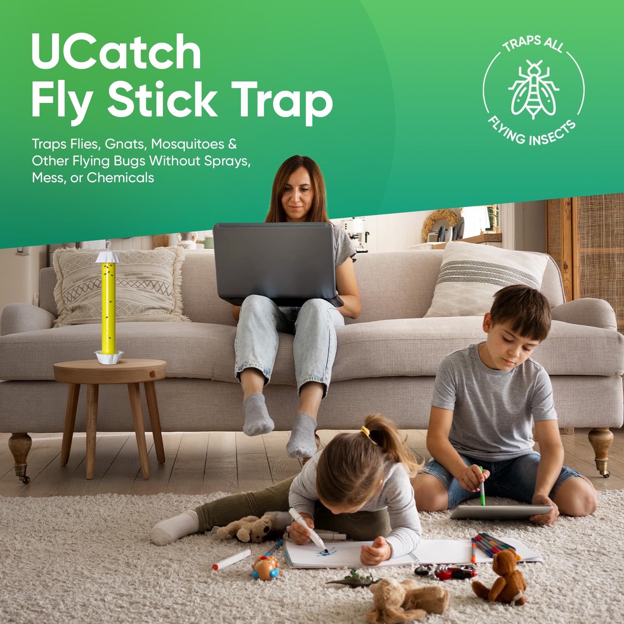 UCatch hanging hook feature enabling simple placement in garden or kitchen.