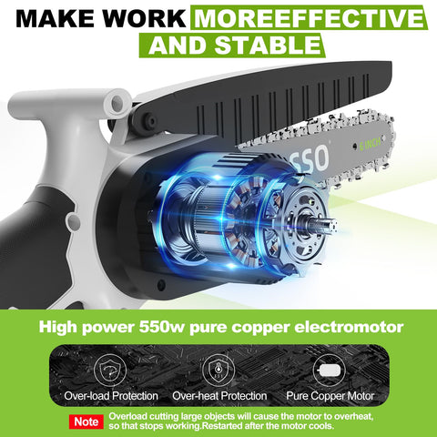UCCOSSO cutting action on a 6-inch branch with smooth speed.