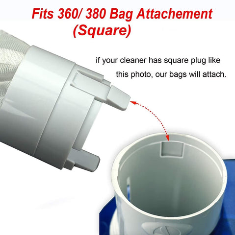 UCEDER Polaris bag filters debris down to 120 microns for leaves and needles.