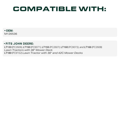 UDC M126536 Mower Deck Belt Replacement – 38-Inch, 114.2 in, Aramid Cord for John Deere LT133 LT150 LT155 LT160 LT166 LT180