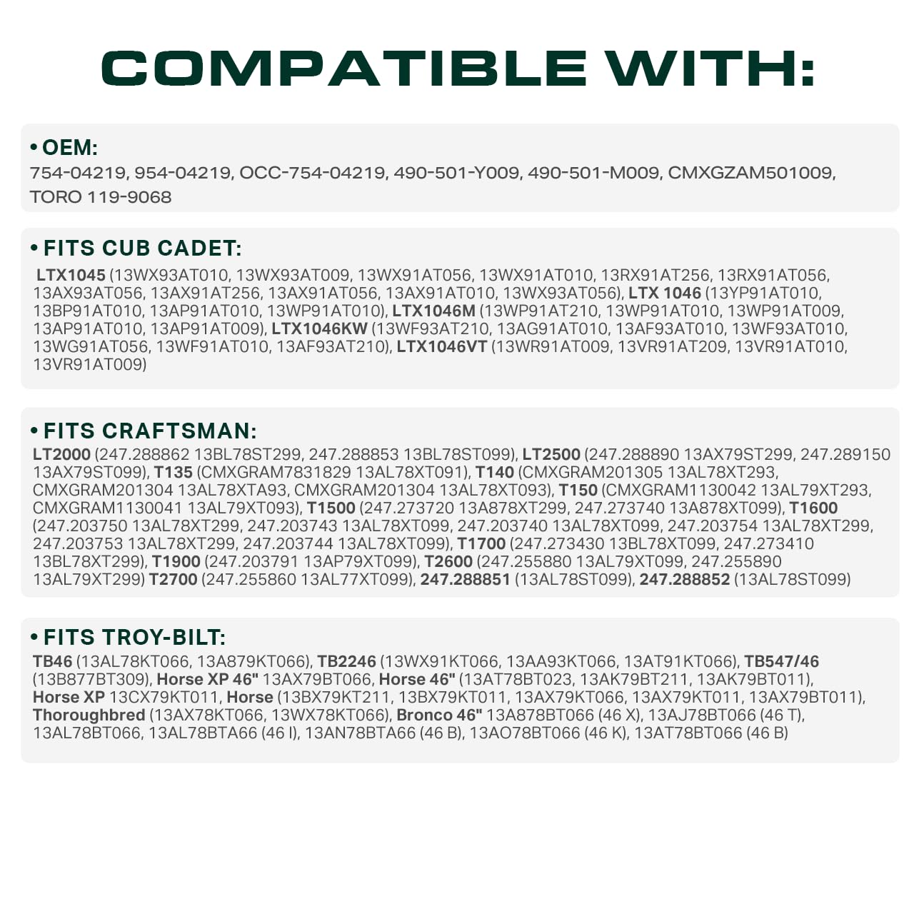 UDC Mower Belts 0.5 inch width and 103.4 inch length detail