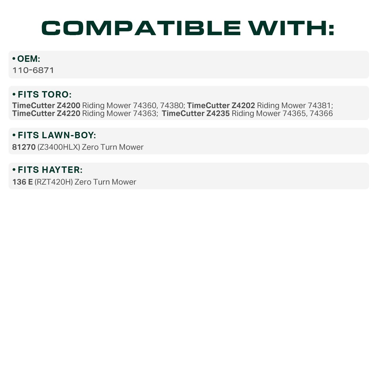 UDC 110-6871 112-10 inches length ensures compatibility.