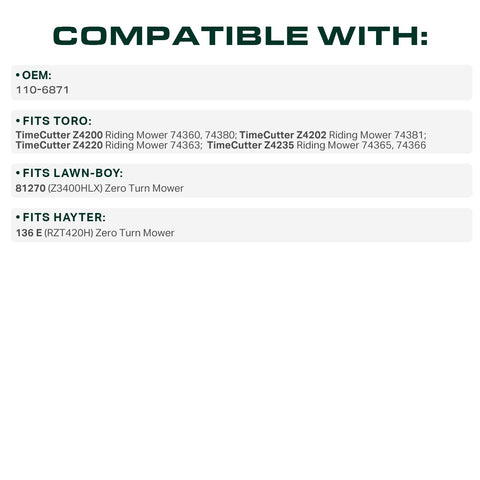 UDC 110-6871 112-10 inches length ensures compatibility.