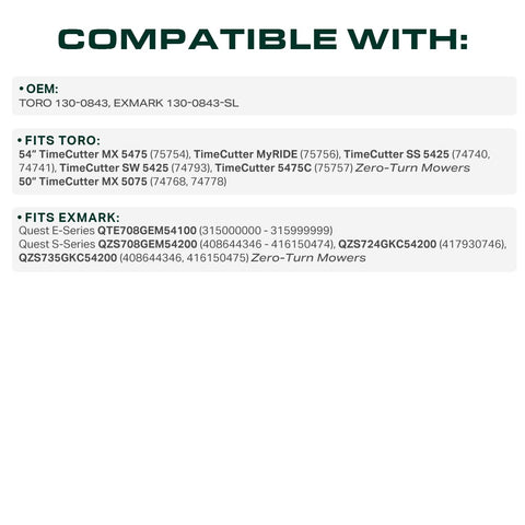 UDC Mower Belts 130-0843 wear-resistant design shown for long-lasting performance.