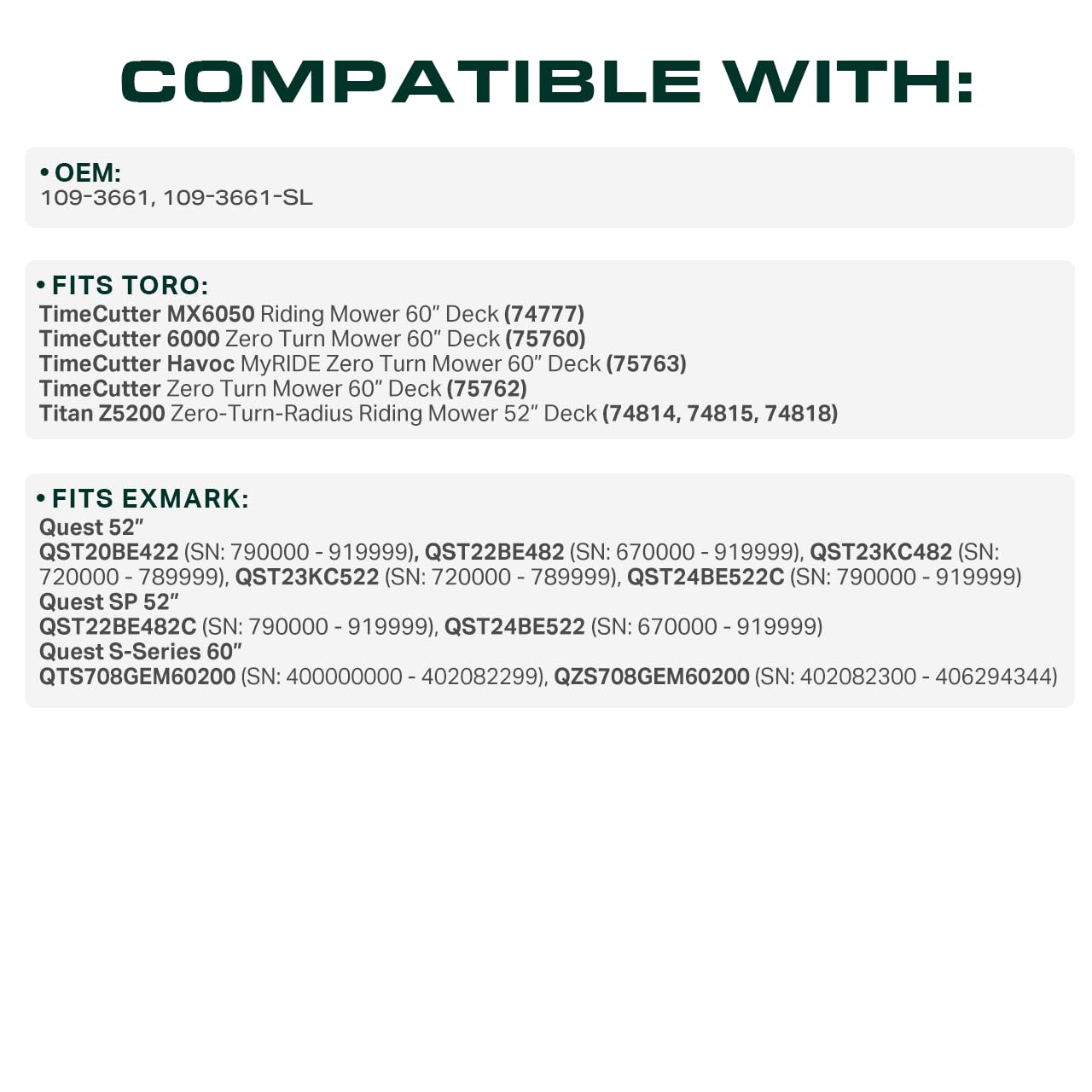 UDC Mower Belts 154-inch length shown for precise fit