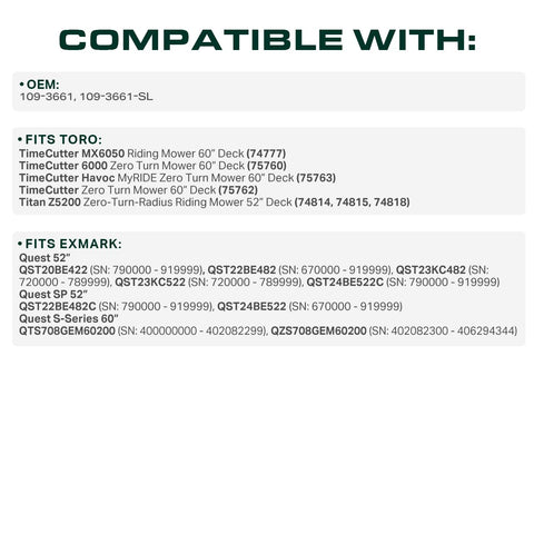 UDC Mower Belts 154-inch length shown for precise fit