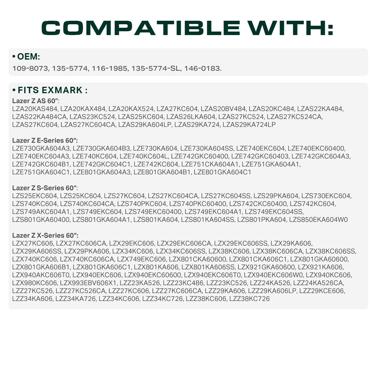 UDC Mower Belts 198.75 inch length guide for correct fit