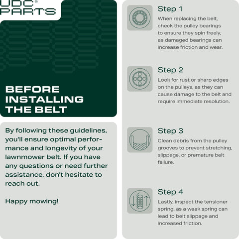 UDC Mower Belts 39-7-inch length ensures a precise fit for compatible models.