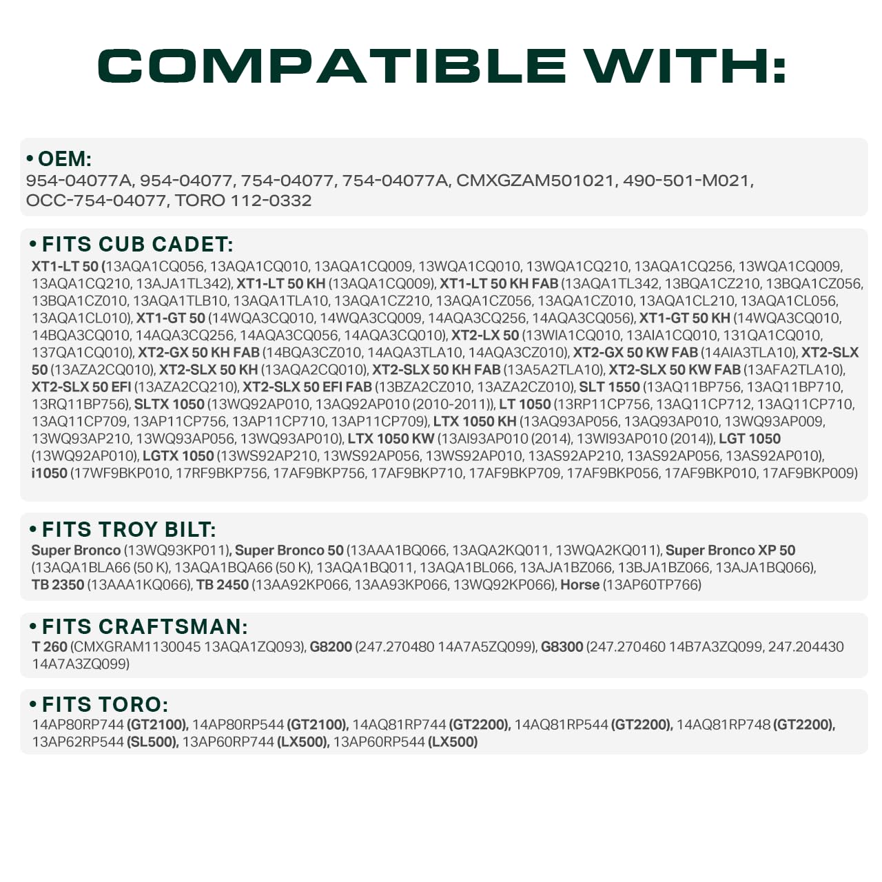 954-04077A belt for Cub Cadet SLT1550 enables smoother deck operation.