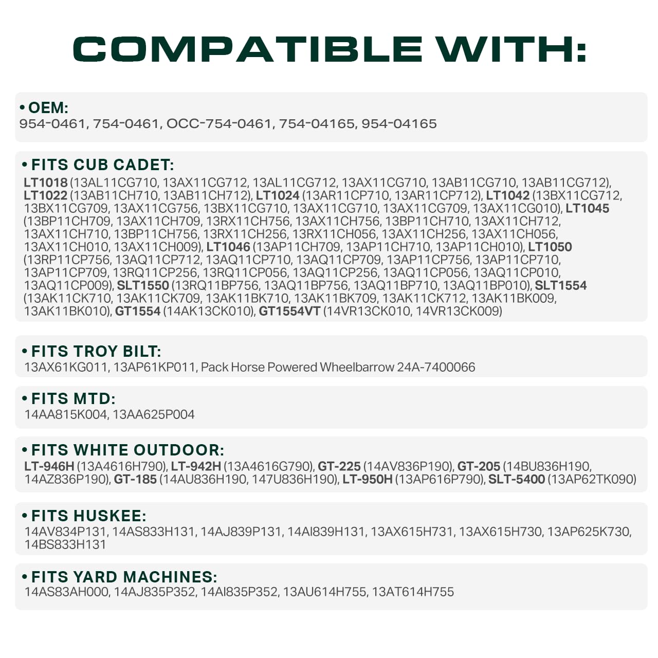 UDC Mower Belts 954-0461 for LT1046 helps maintain cutting performance.