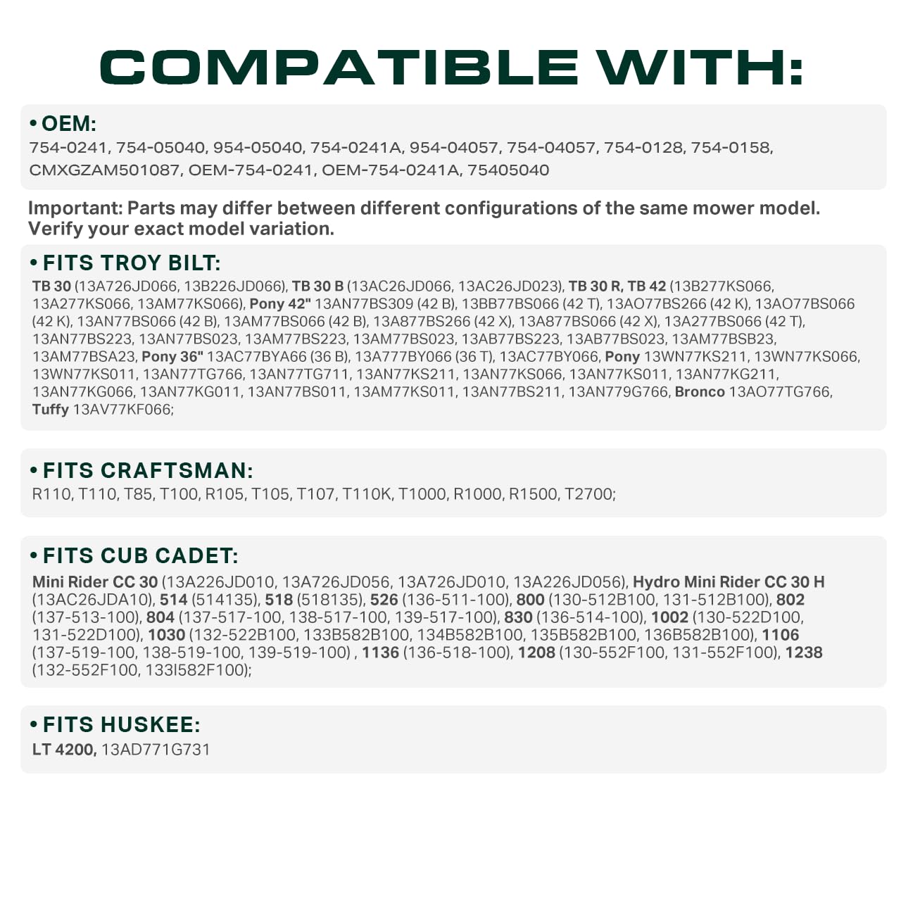 UDC Mower Belts 954-05040 dimensions label confirms 0.66 in by 35.25 in size.