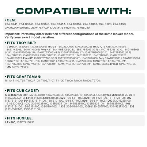 UDC Mower Belts 954-05040 dimensions label confirms 0.66 in by 35.25 in size.