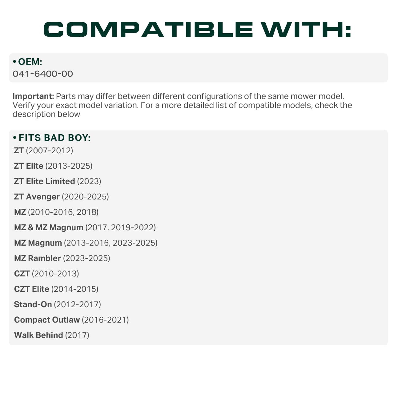 UDC Mower Belts aramid-core 041-6400-00 boosts durability and longevity.