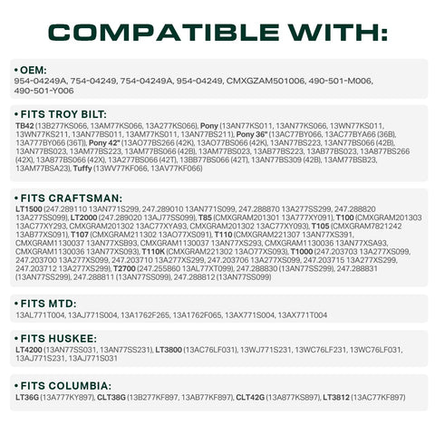 UDC Mower Belts compatibility view showing Troy-Bilt Pony fit.