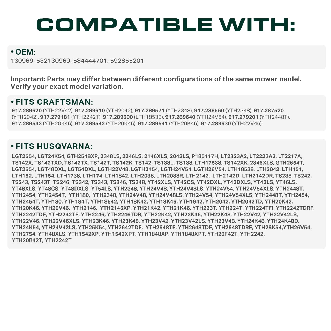 UDC Mower Belts for YTH24V48 promote consistent RPM and clean cuts