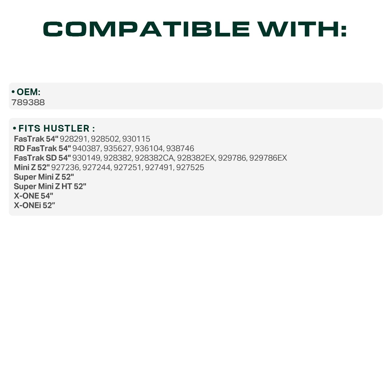 UDC Mower Belts Hustler RD FasTrak 54in deck belt supports heavy-duty mowing