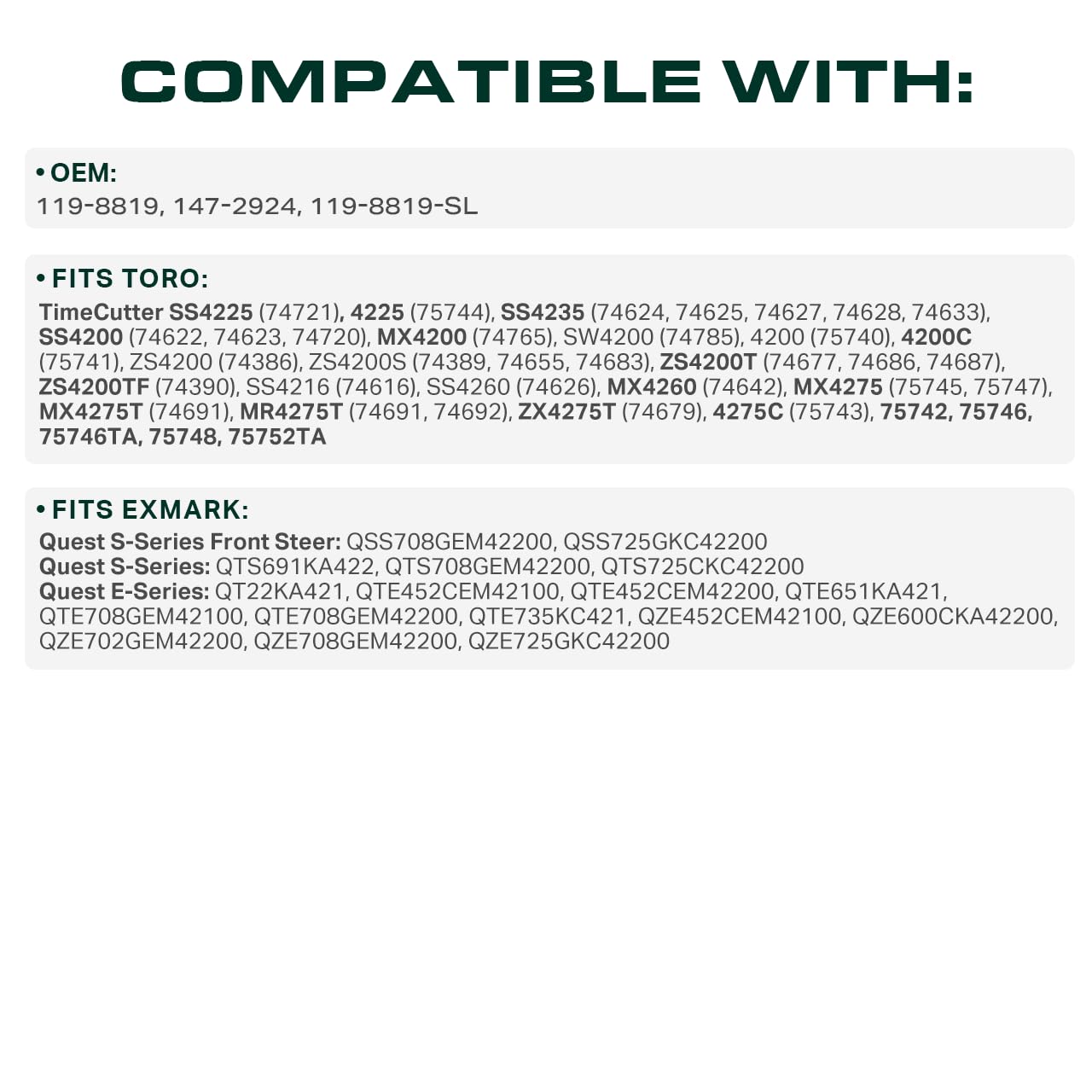 UDC Mower Belts TimeCutter SS4225/SS4235 deck belt compatibility