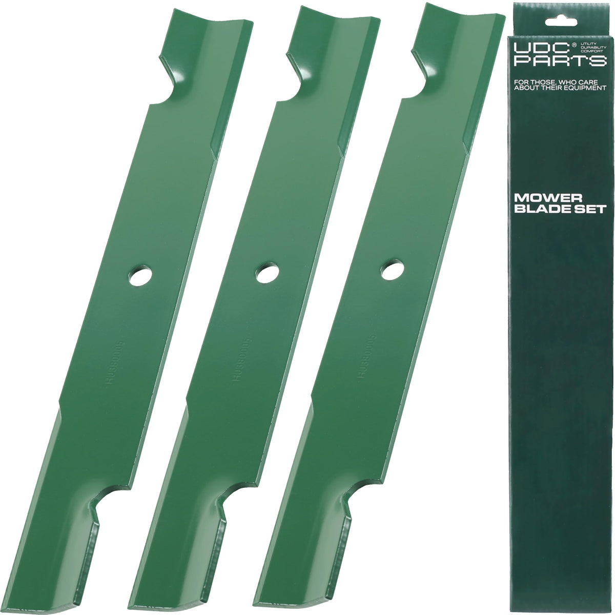 UDC Parts 038-0005-00 mower blades, front view, durable cutting design