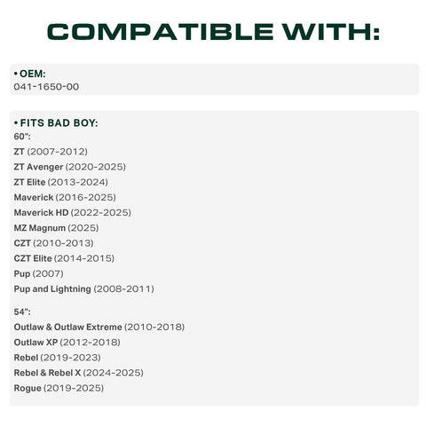 168-inch length label on belt packaging for precise replacement