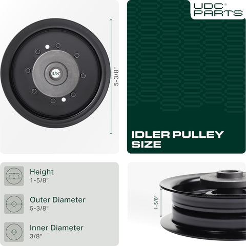 UDC Parts 196104 idler pulley in packaging, ready for quick replacement.
