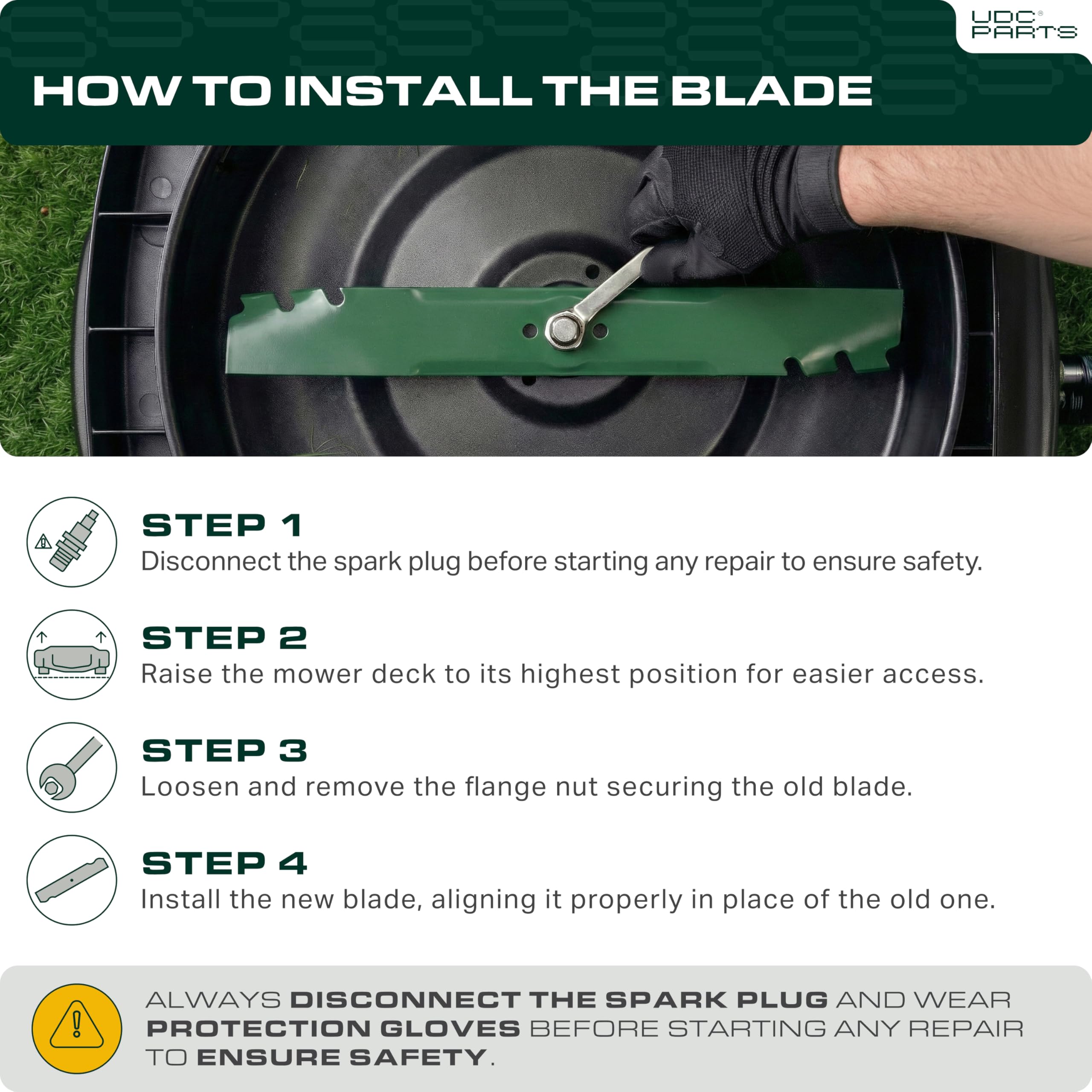 UDC Parts 532173921 high-strength steel blade built for heavy mowing tasks.
