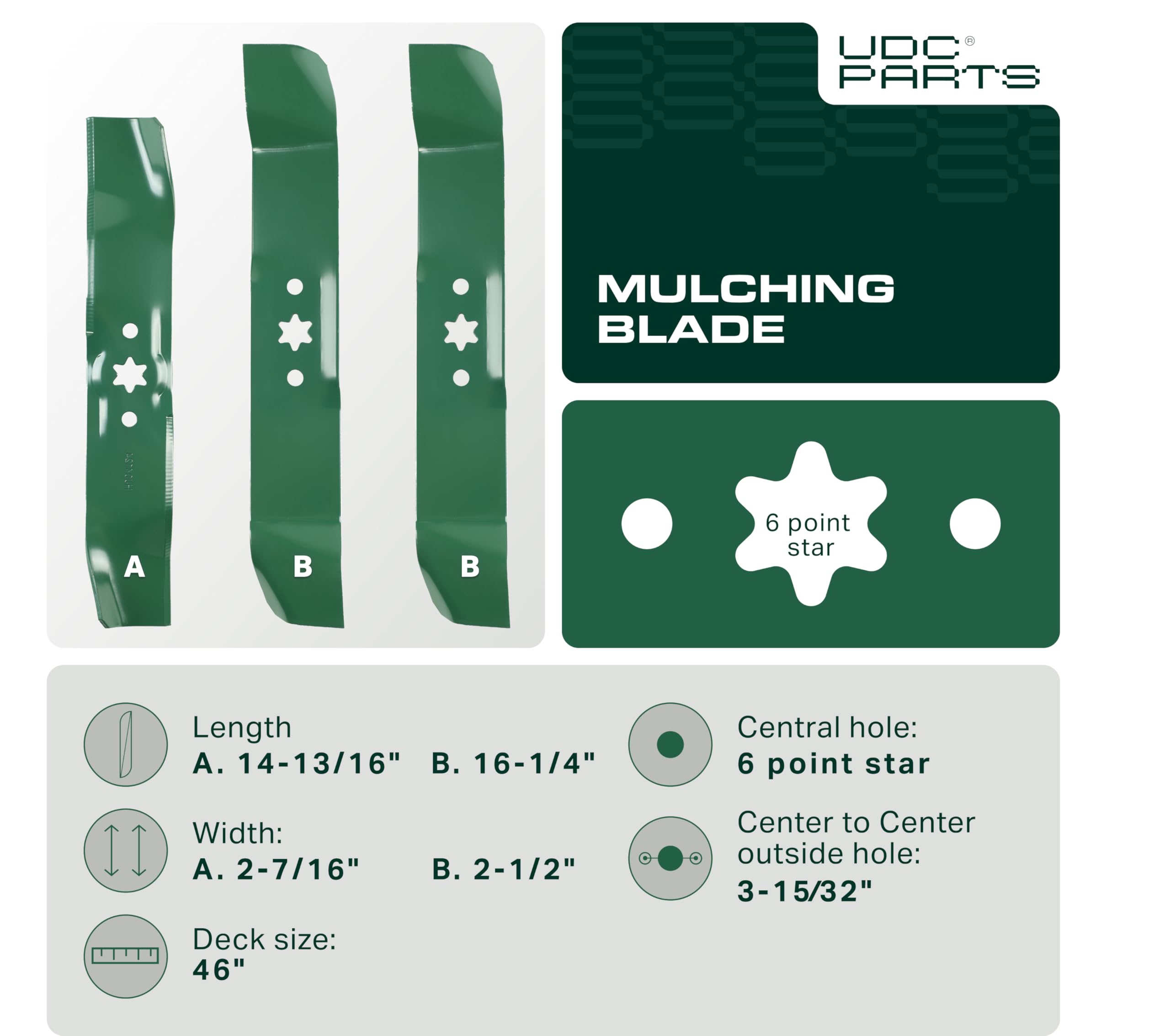UDC Parts 942-0611A center blade close-up for precise center cutting