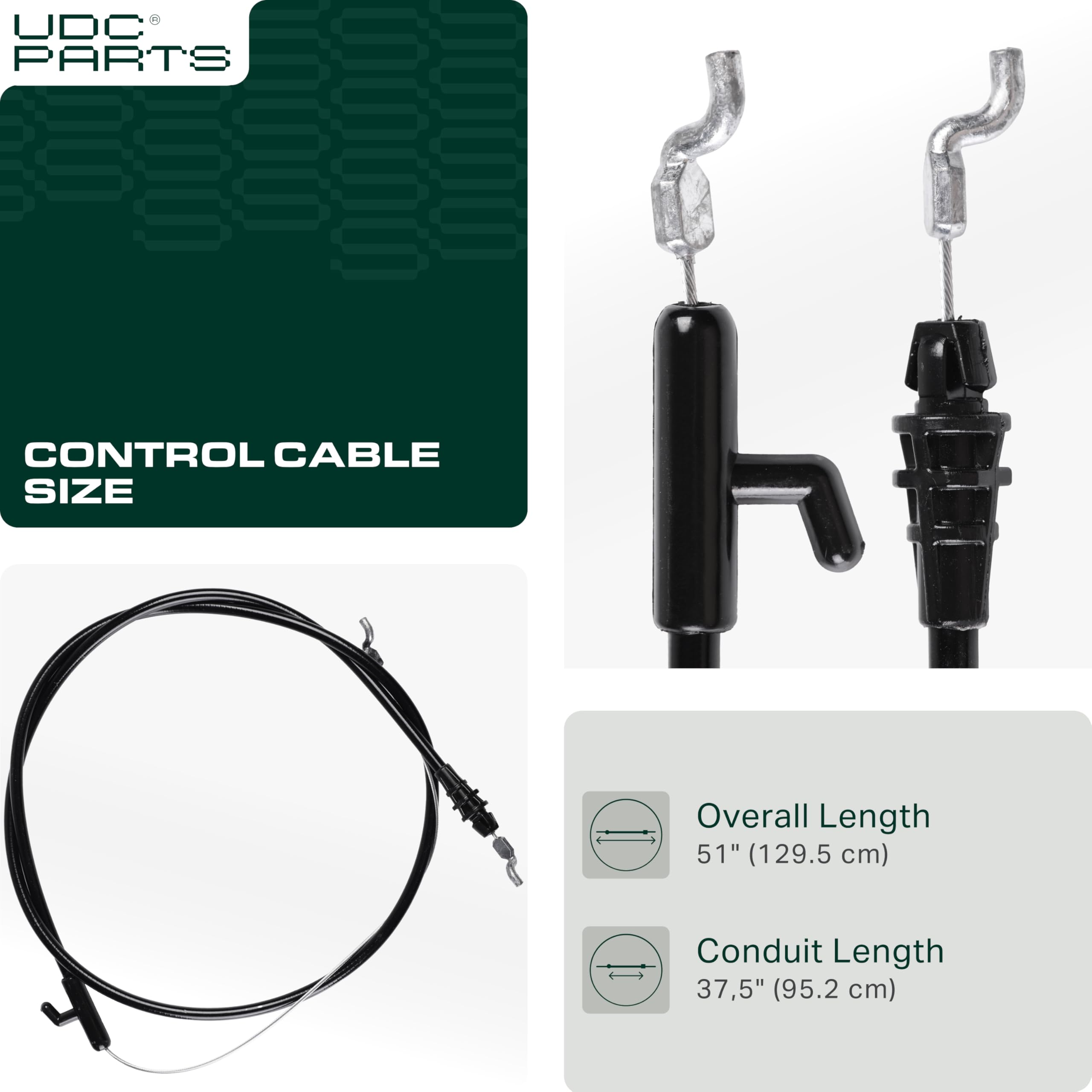 UDC Parts 946-04661A 51-inch control cable full-length view for replacement.