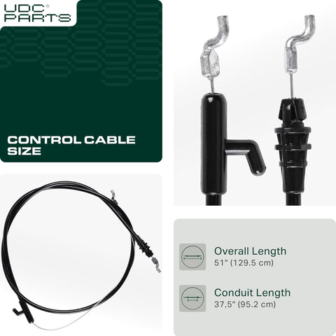 UDC Parts 946-04661A 51-inch control cable full-length view for replacement.