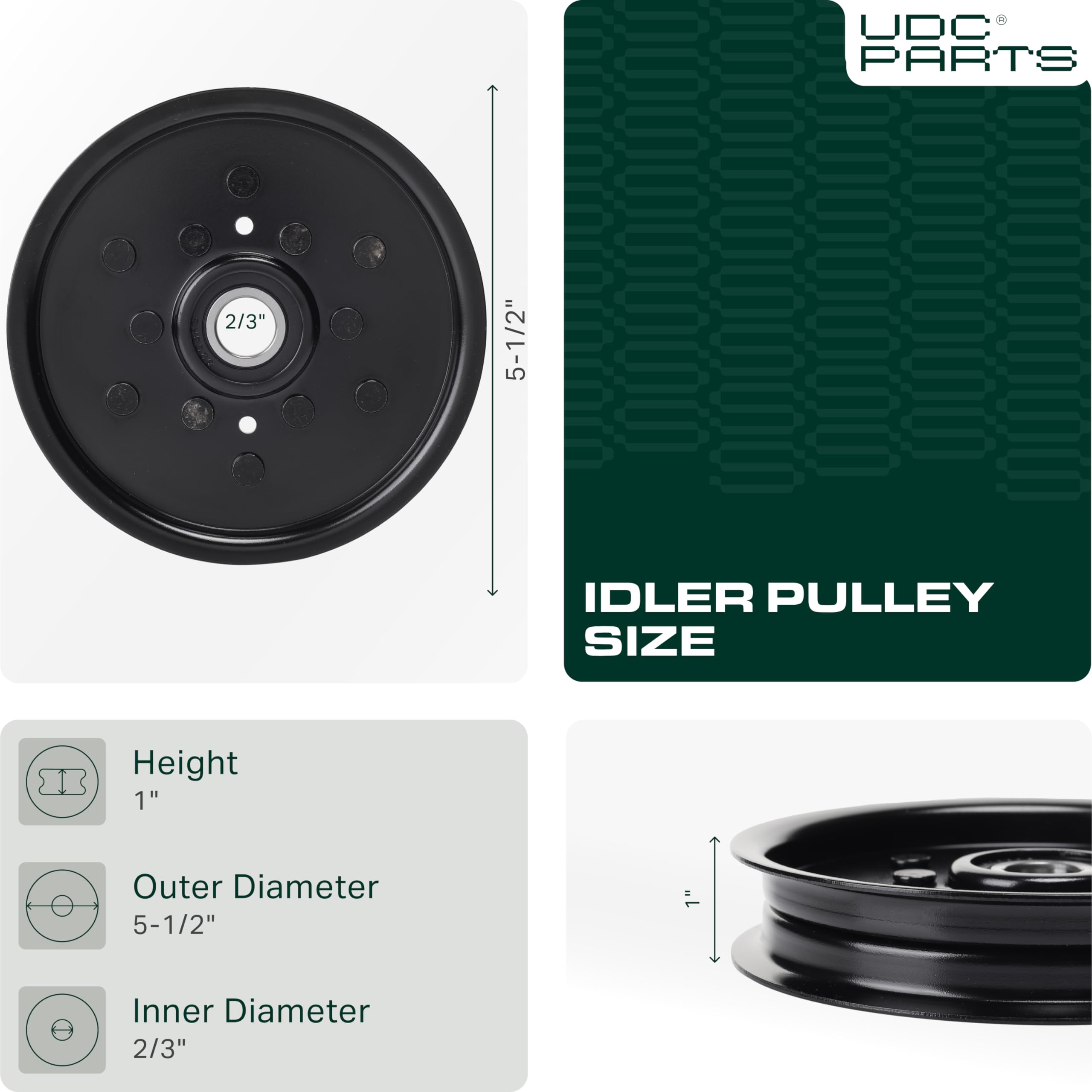 AM121602 idler pulley close-up showing smooth surface for reduced wear