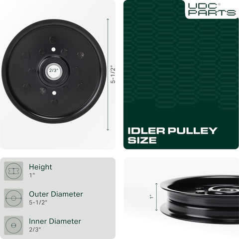 AM121602 idler pulley close-up showing smooth surface for reduced wear
