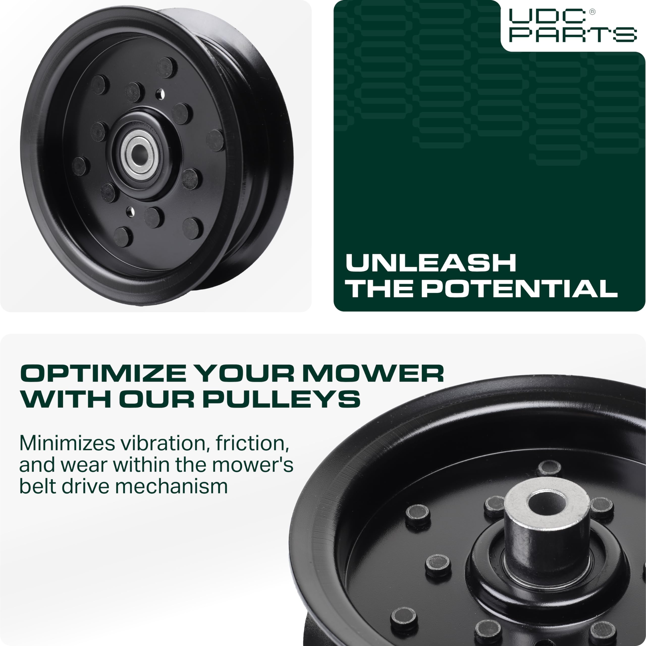 UDC Parts compatibility guide image shows broad mower deck compatibility