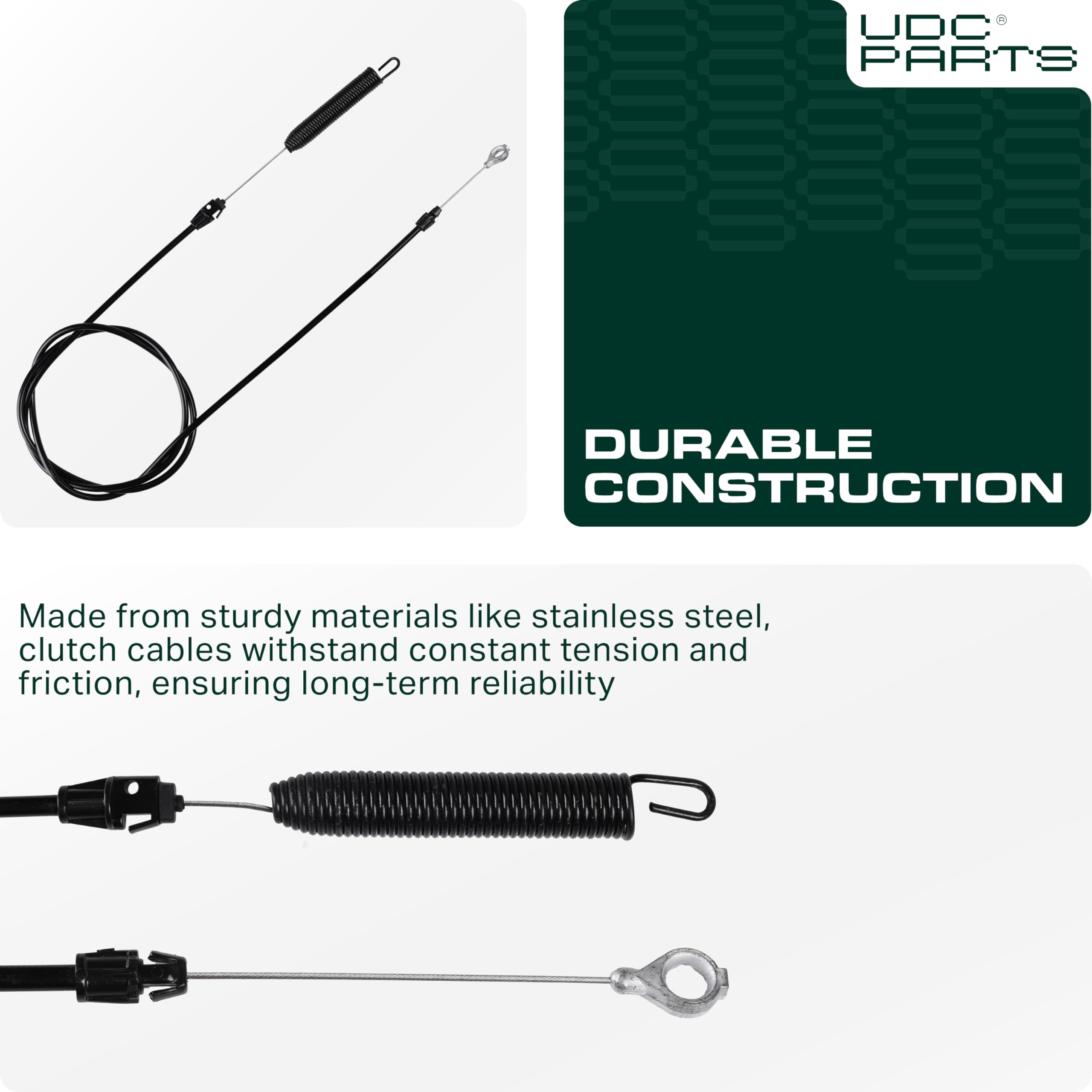 Durable mower clutch cable resists wear during frequent mowing