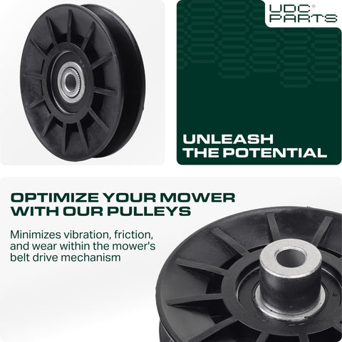 UDC Parts idler pulley dimensions show 3-1/2 inch outer diameter