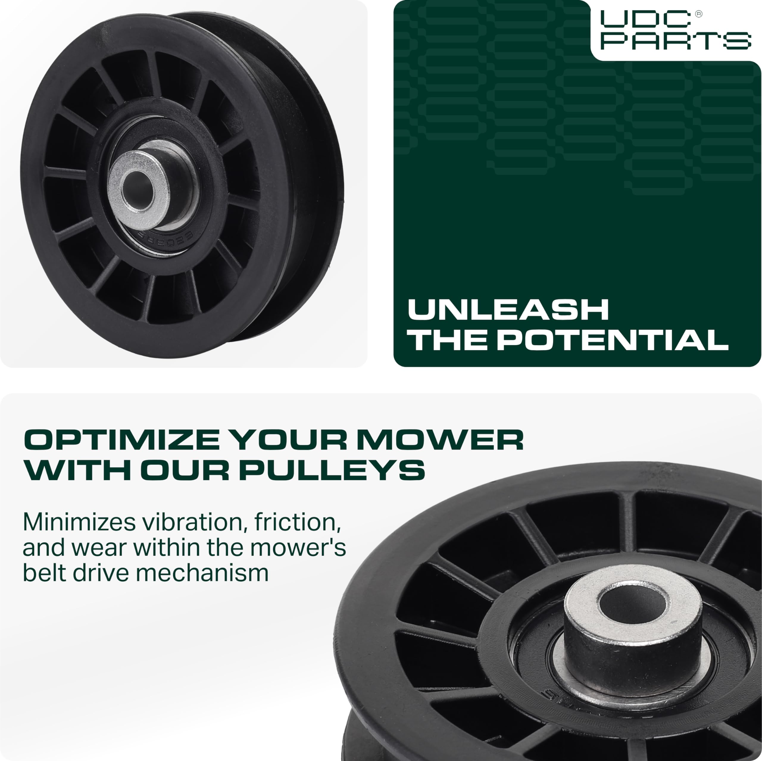UDC Parts idler pulley reduces friction for smoother operation