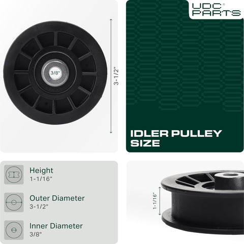 UDC Parts idler pulley side view showing compact, easy-to-install design