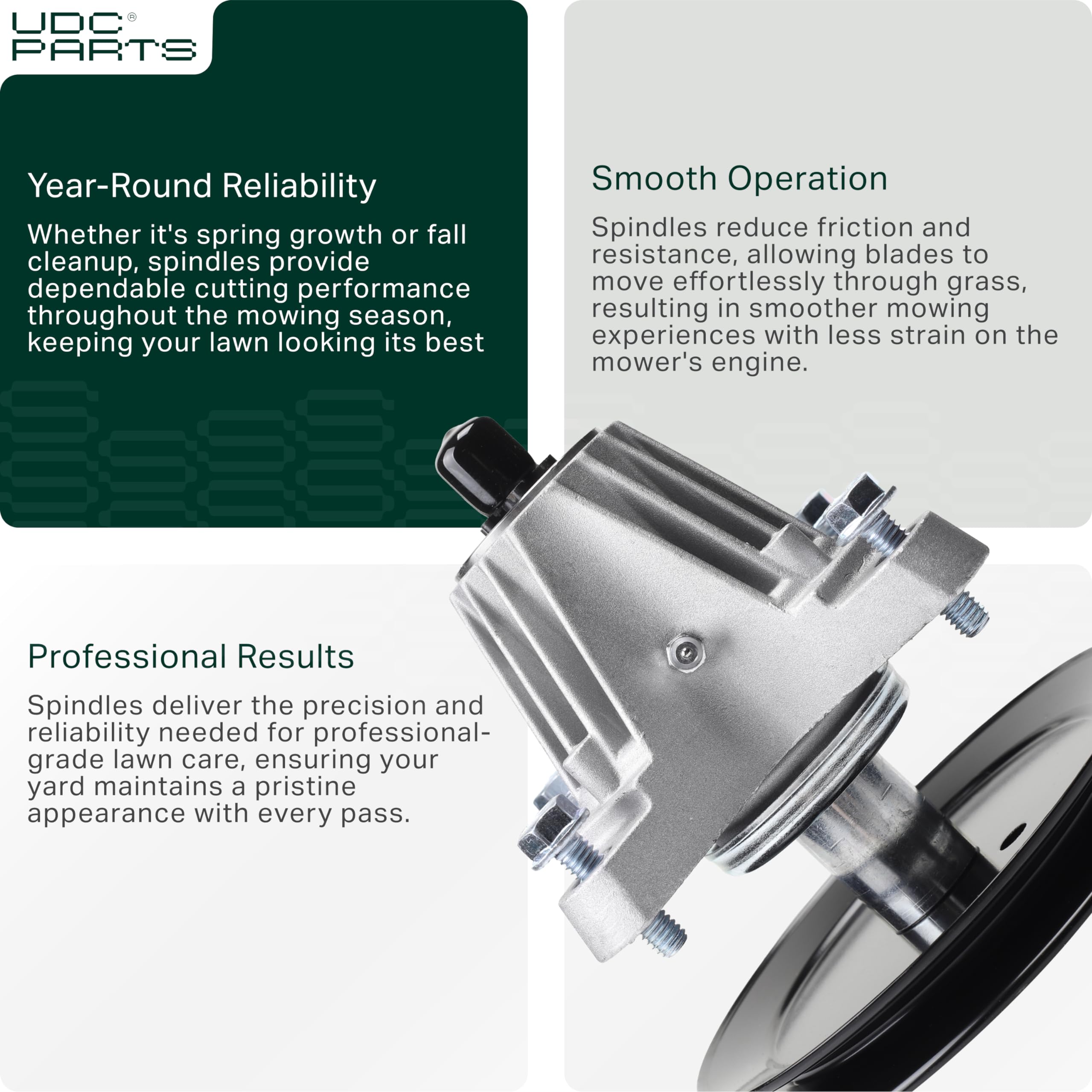 UDC Parts XT1/XT2 compatible spindle for 46-inch decks delivers steady cuts.