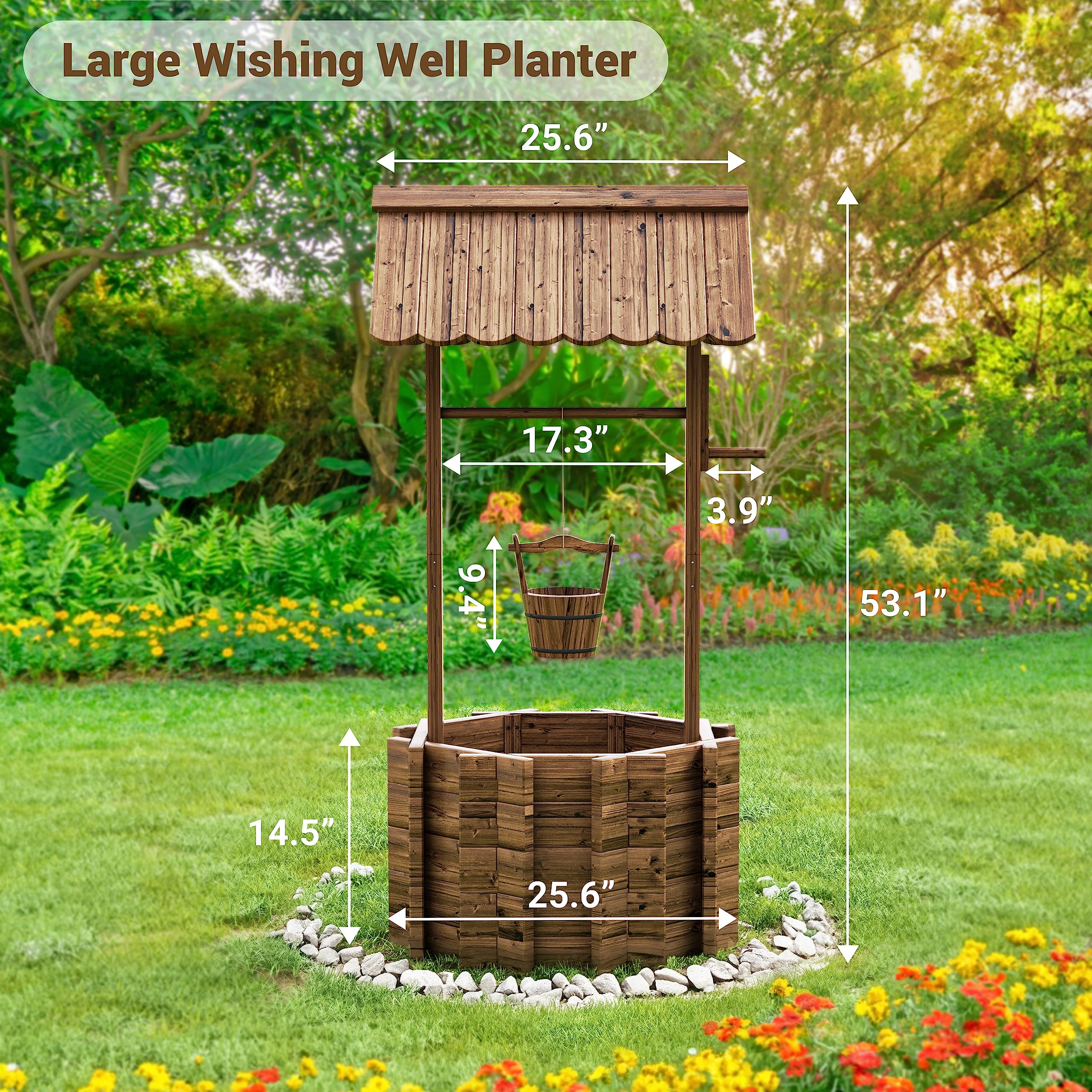 UDPATIO wishing well with 4 reinforcement rods for a stronger base