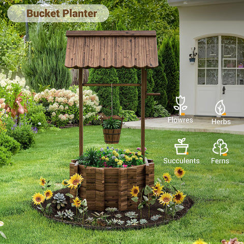 UDPATIO wishing well deep carbonization fir wood finish for longevity