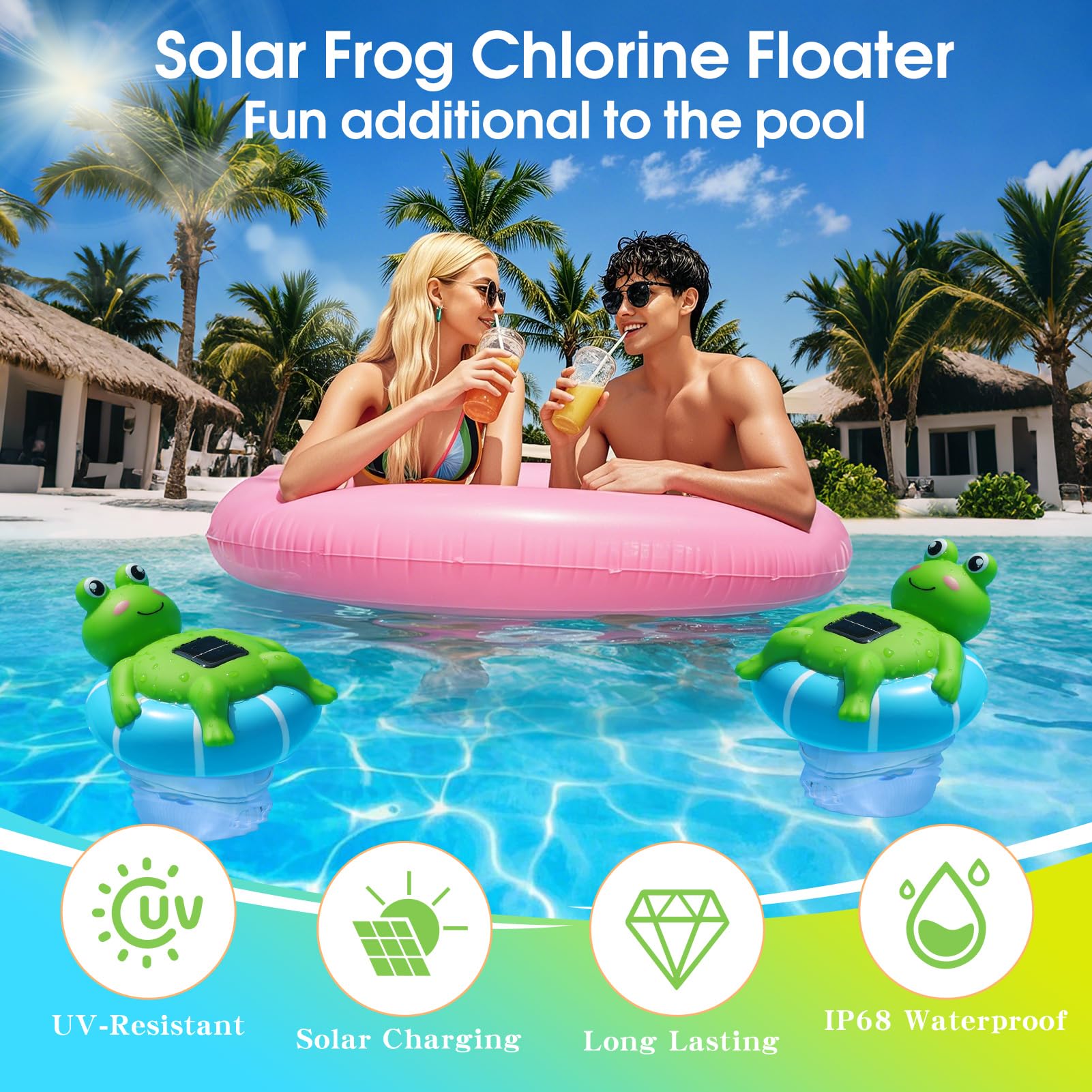 Uekars glow-in-dark frog adds playful style during evening pool gatherings.