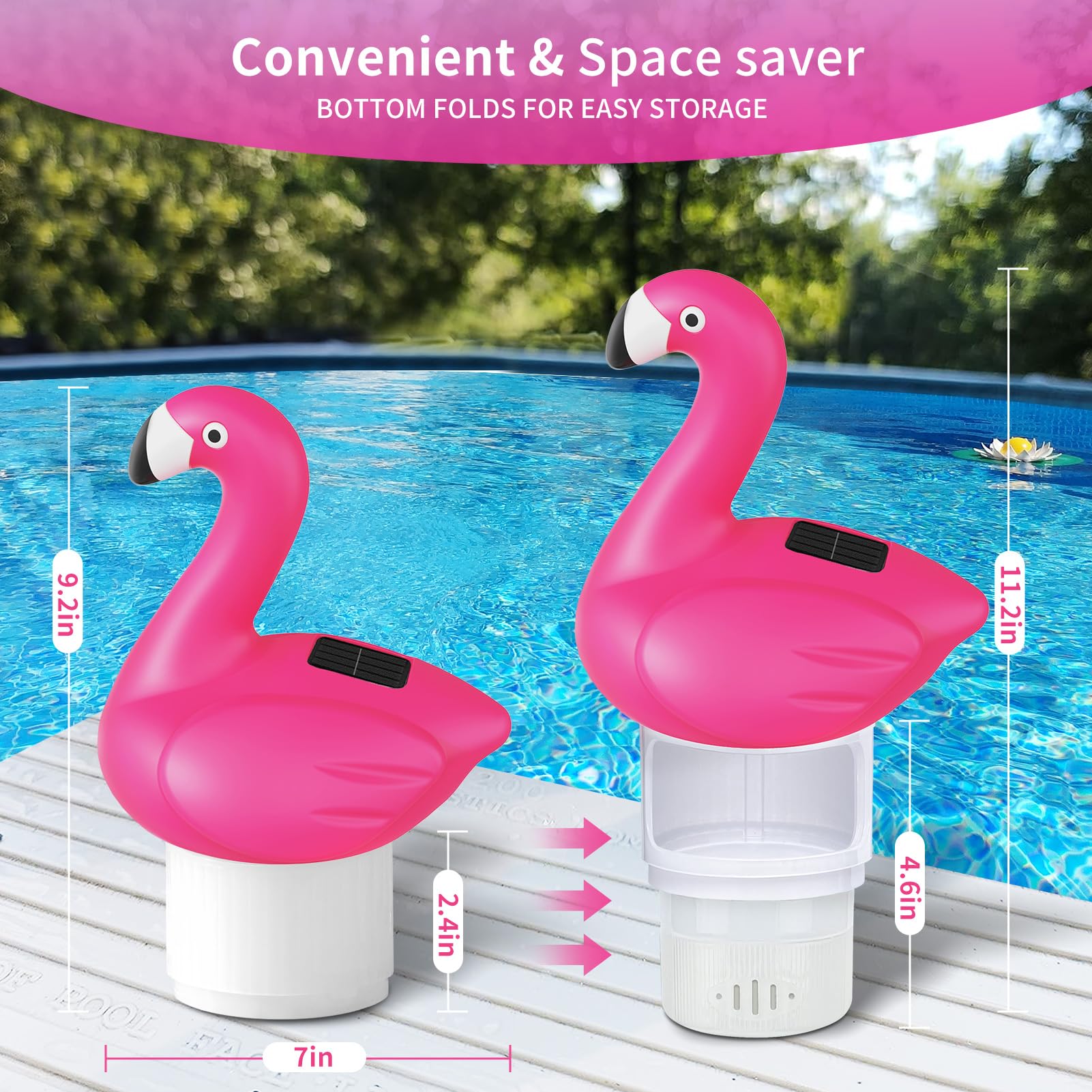 Uekars floating chlorine dispenser; decorative pool accessory, adds convenient chlorine delivery.