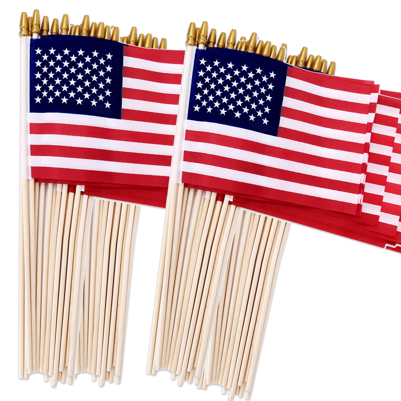 Uelfbaby 100-pack American flags on wood-staff for outdoor display