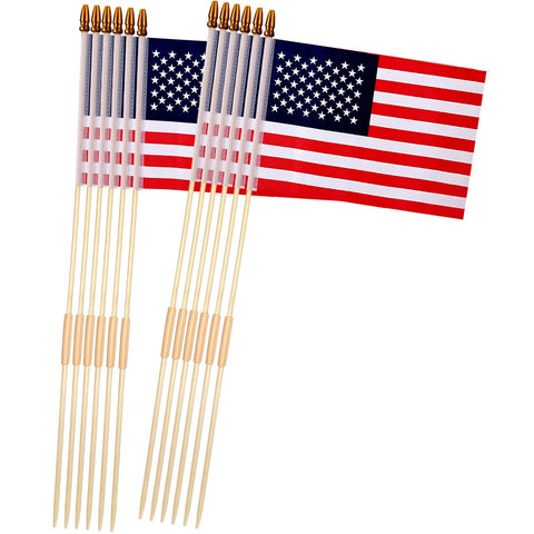 Uelfbaby American flag 8x12 inch on a stick for outdoor display