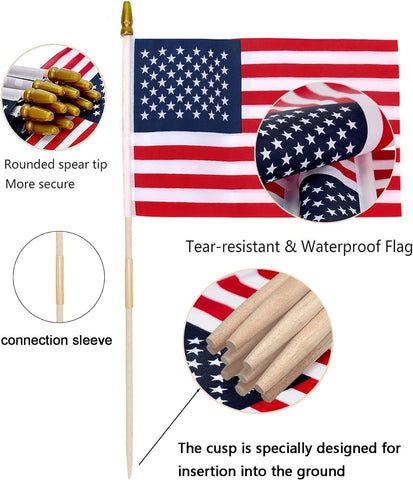 Uelfbaby flags with two-part wooden stick for easy outdoor setup