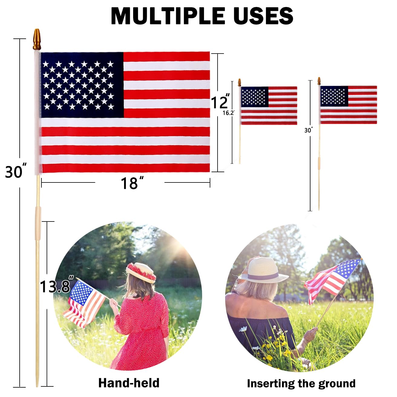 Uelfbaby flagpole assembly with 30-inch total length for quick setup